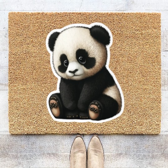 Cute little Panda playing design Coir Doormats
