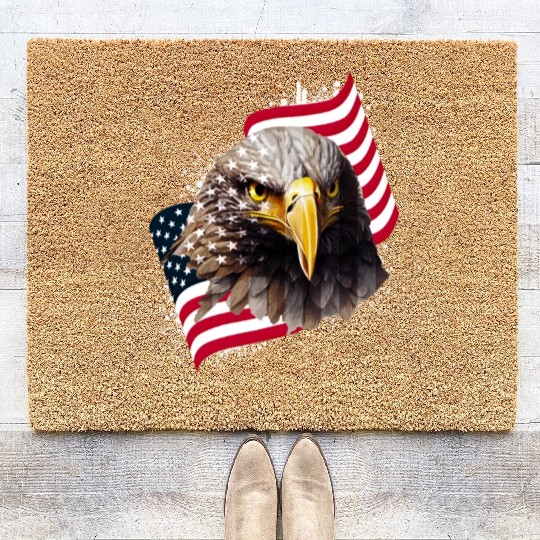 Patriotic Eagle US American Flag Bald Eagle USA Coir Doormats