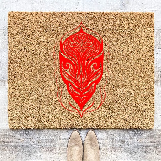 MYSTRY ZOMBIE GOTHICFACE abstract monster face RED Coir Doormats