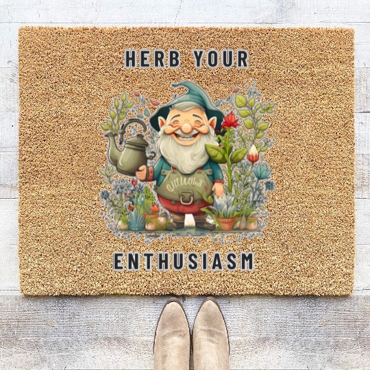 Herb Your Enthusiasm Garden Gnome - Herb Garden Coir Doormats