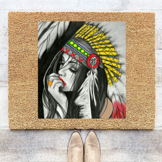 Indian American Girl Coir Doormats