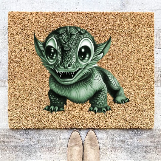 baby dragon green Coir Doormats