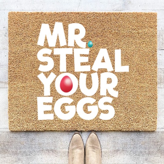 Mr Steal Your Eggs Kids Easter Sunday Funny Easter Coir Doormats