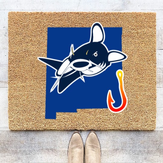 Catfishing Season New Mexico State Flag Fish Rod Coir Doormats