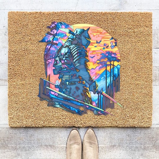 Samurai Warrior Japan Japanese Katana Manga japan Coir Doormats