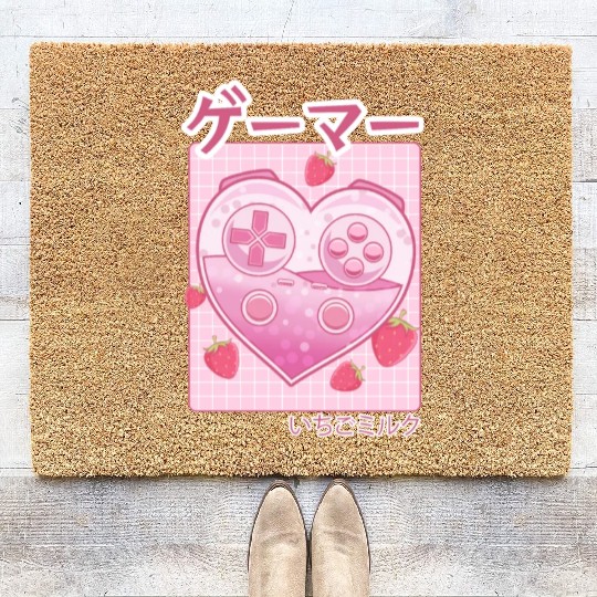 Video Gamer Japanese Kawaii Strawberry Milk Anime Coir Doormats