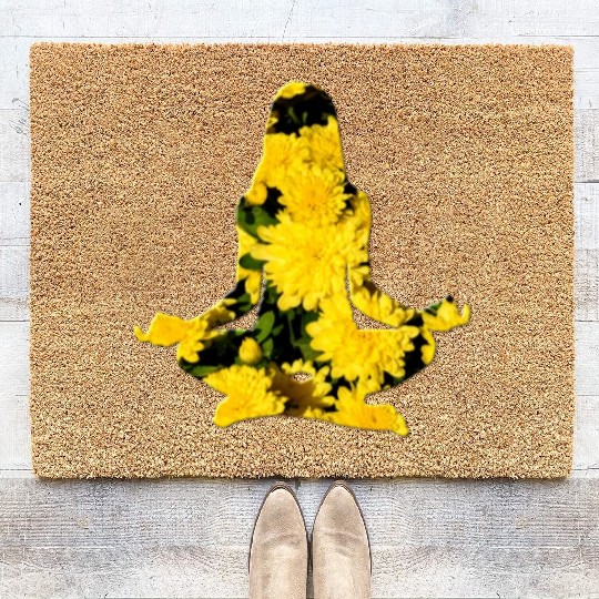 Yoga Meditation Yellow Sunflowers Coir Doormats