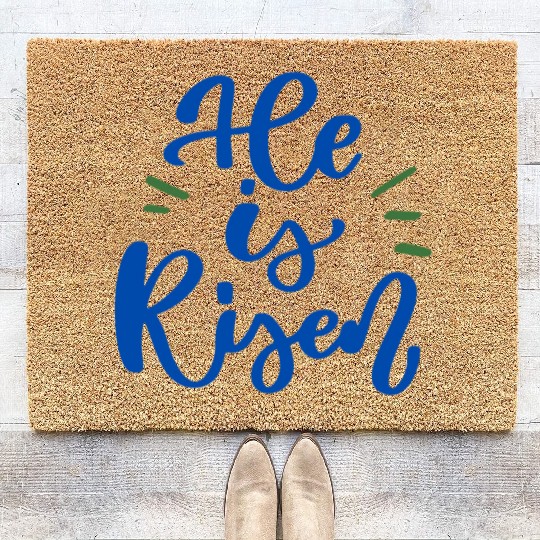 He Is Risen Religious Easter Coir Doormats