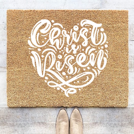 He Is Risen Religious Easter Coir Doormats
