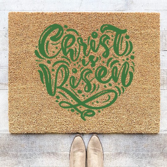 He Is Risen Christian Easter Coir Doormats