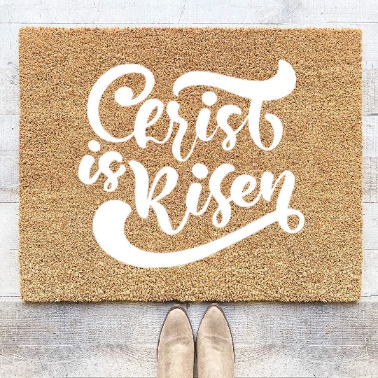 He Is Risen Religious Easter Coir Doormats