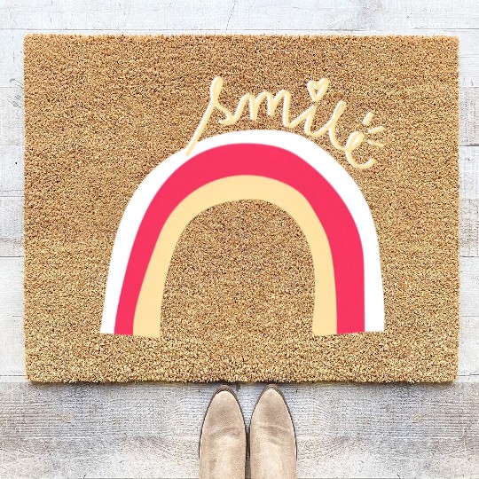 Rainbow, Smile, Positive Quote Coir Doormats