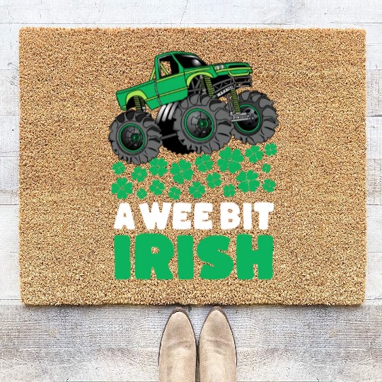 St Patricks Day A Wee Bit Irish T Rex Truck Coir Doormats