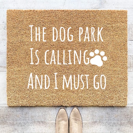 dog park funny dog mom dad owner Coir Doormats