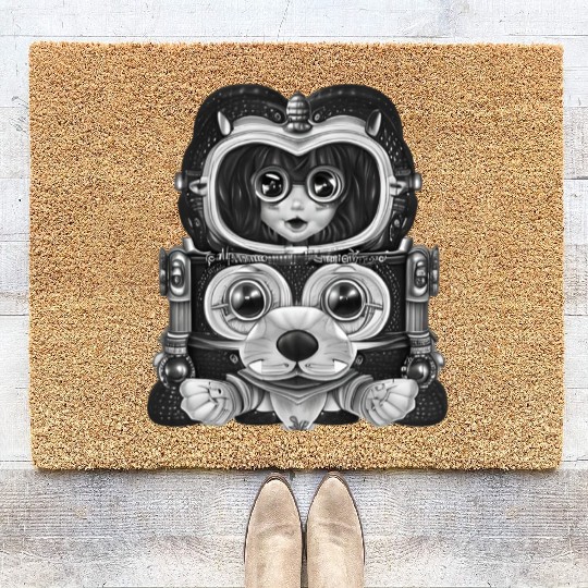 person in dog faced robot suit original Coir Doormats