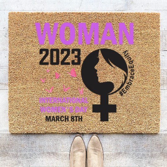 International Women's Day Embrace Equity 8 March Coir Doormats