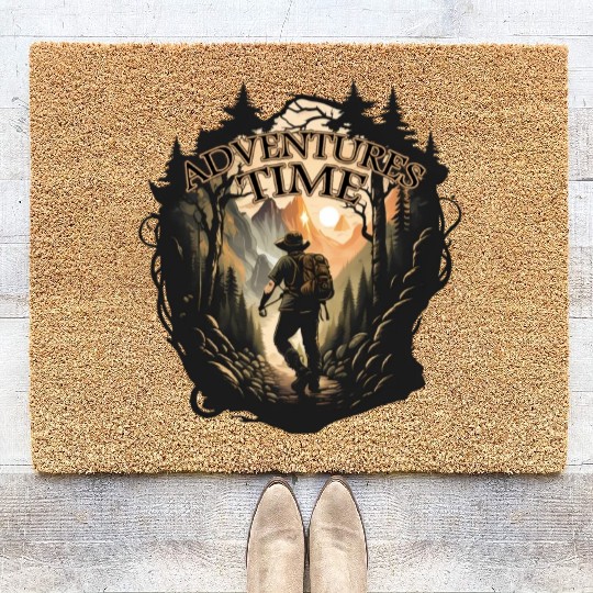 Adventure time in mountains Coir Doormats