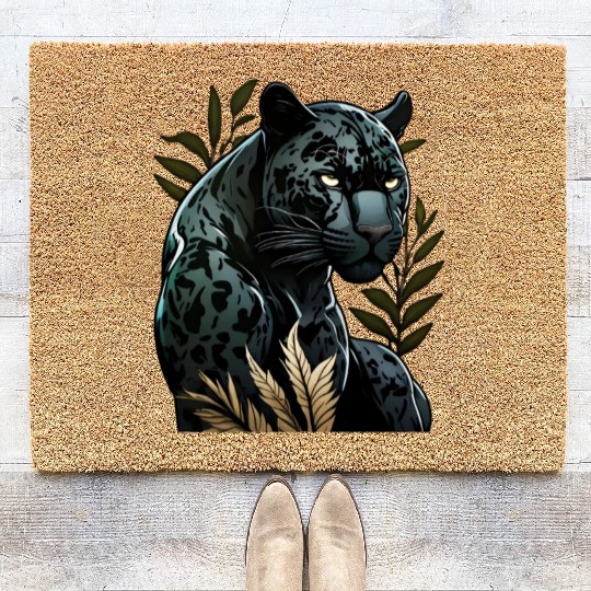 The power of the black panther Coir Doormats