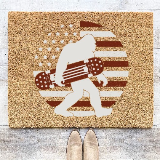 Bigfoot Skateboard American Flag Coir Doormats