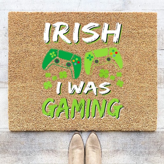 Irish I Was Gaming Funny St Patricks Day Gamer Boy Coir Doormats