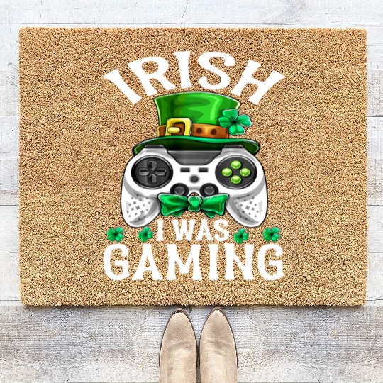Irish I Was Gaming St Patricks Day Gamer Coir Doormats