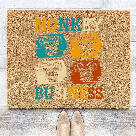 Banana Chimpanzee Colorful Hairy Coir Doormats