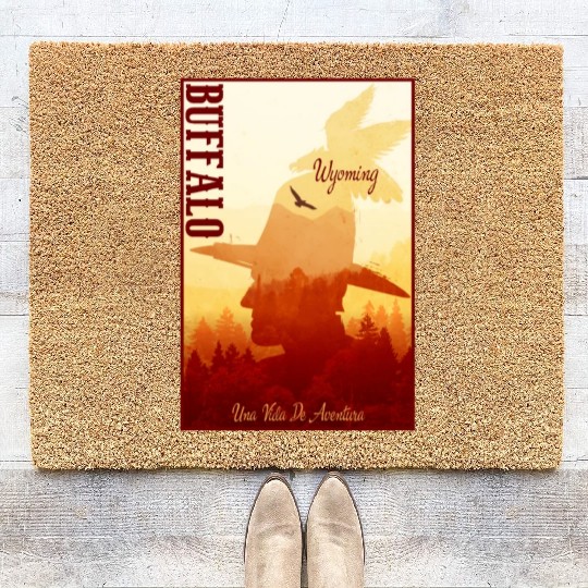 Buffalo Wyoming wild west town Coir Doormats