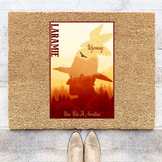 Laramie Wyoming wild west town Coir Doormats