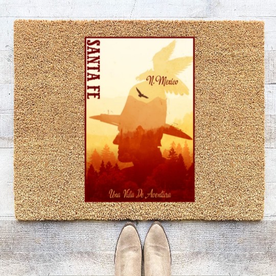 Santa Fe New Mexico wild west town Coir Doormats