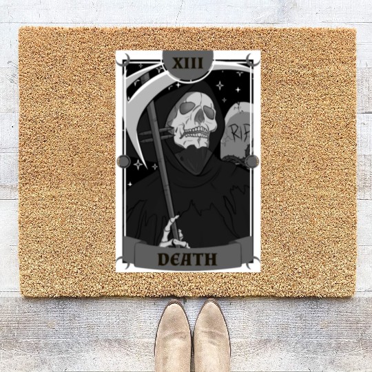 Anime Tarot Card Death Grim Reaper Occult Gothic W Coir Doormats