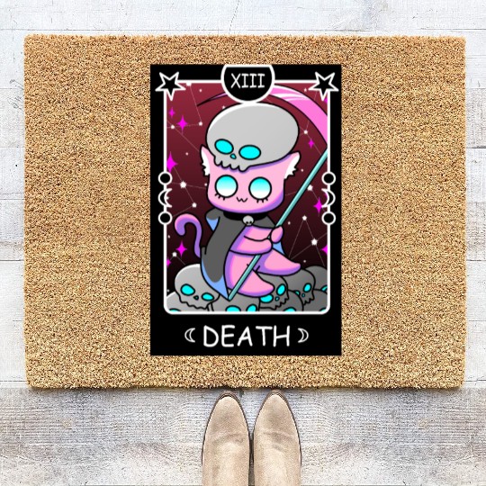 Kawaii Pastel Goth Tarot Card Death Grim Reaper Cu Coir Doormats