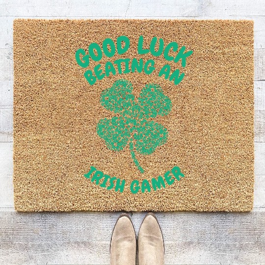 St. Patrick's Day Gaming Shamrock Gamer Video Coir Doormats
