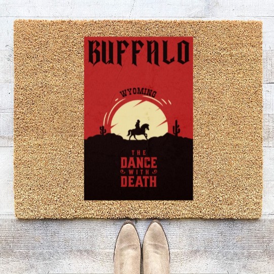 Buffalo Wyoming wild west town Coir Doormats
