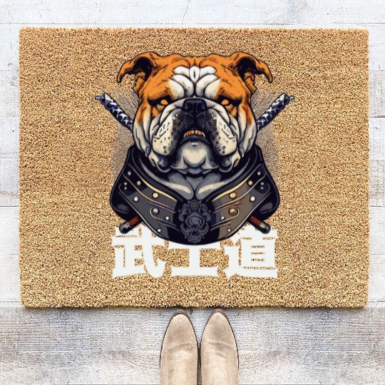 Japanese Samurai Bushido Bulldog Katana Pet Dog Coir Doormats
