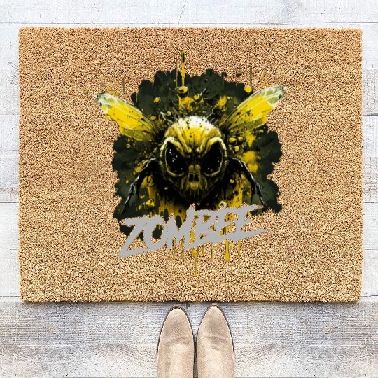 Scary zombie horror bee Coir Doormats