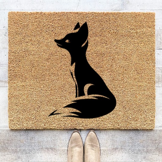 Elegant Cute Fox Tattoo Style Portrait Coir Doormats