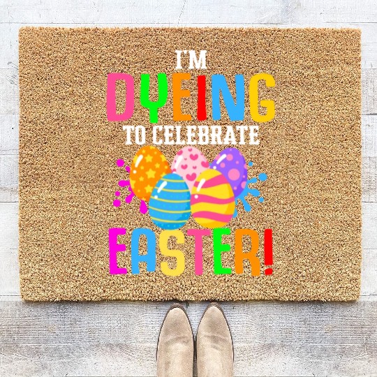 Easter Colorful Egg Dye Rabbit Egg Hunt Coir Doormats