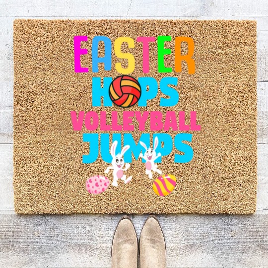 Easter Volleyball Bunny Holiday Rabbit Sport Coir Doormats