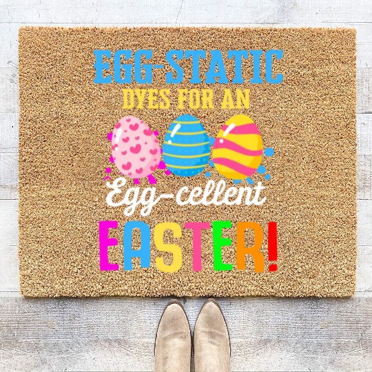 Easter Colorful Egg Dye Rabbit Egg Hunt Coir Doormats