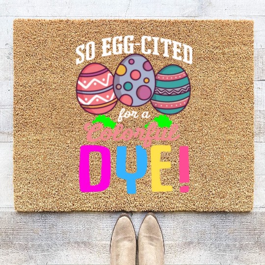 Easter Colorful Egg Dye Rabbit Egg Hunt Coir Doormats