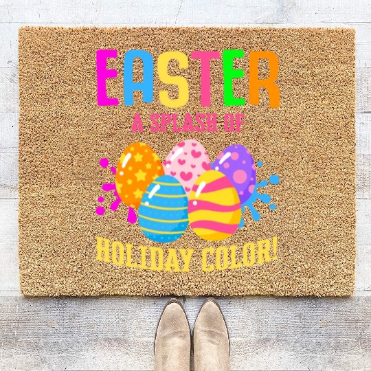 Easter Colorful Egg Dye Rabbit Egg Hunt Coir Doormats