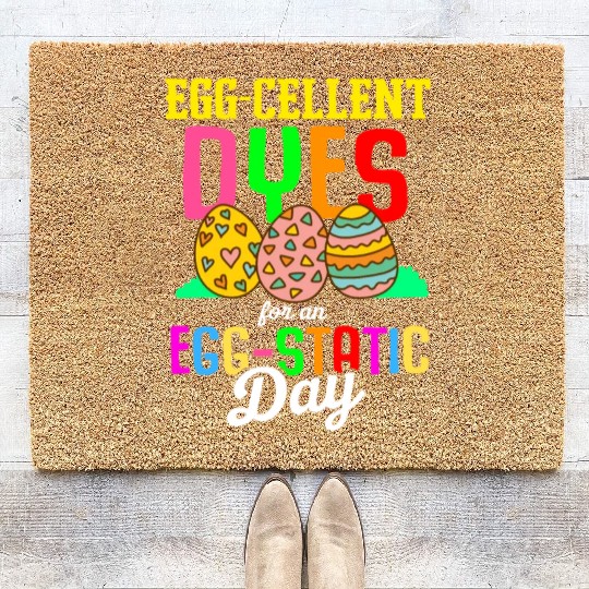 Easter Colorful Egg Dye Rabbit Egg Hunt Coir Doormats