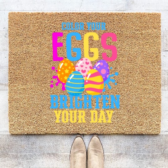 Easter Colorful Egg Dye Rabbit Egg Hunt Coir Doormats