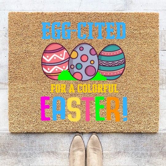 Easter Colorful Egg Dye Rabbit Egg Hunt Coir Doormats
