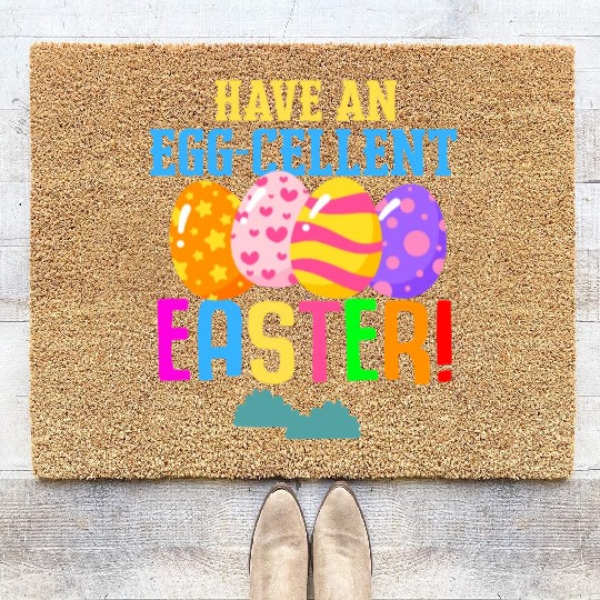 Easter Colorful Egg Dye Rabbit Egg Hunt Coir Doormats