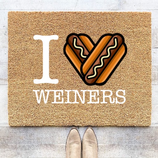 I Love Weiners Funny Hotdog Lovers Humor Dog Pun Coir Doormats