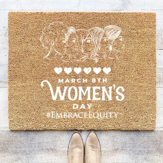 International Women's Day Embrace Equity 2023 Coir Doormats