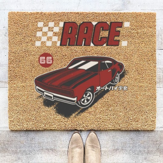 Retro Muscle Car Vintage Racing Car Lover Coir Doormats