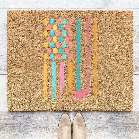 American Sports Flag Easter Egg Decor Golf Club Coir Doormats