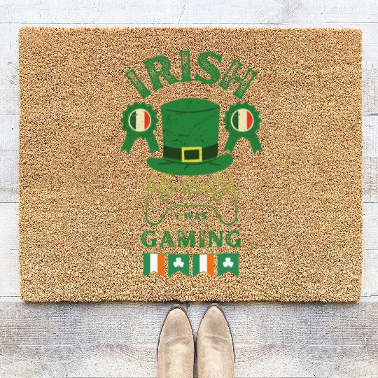 Irish I Was Gaming St Patricks Day Gamer Coir Doormats